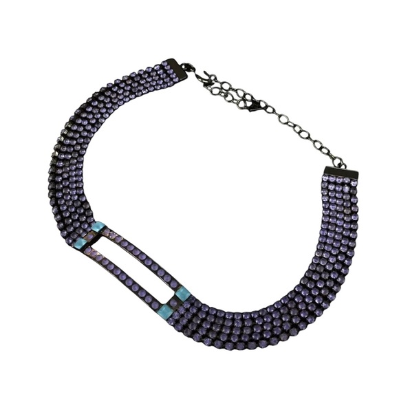 GIVENCHY Rhinestone Silver Tone Choker Necklce - Picture 1 of 8